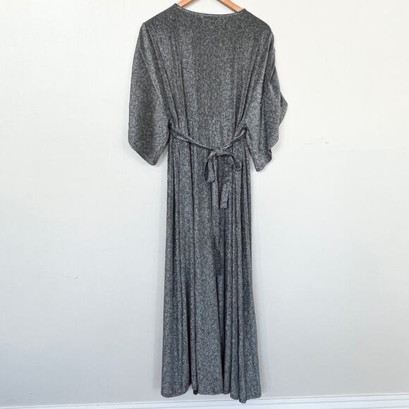 New ELLOS Knit Tie-Back Maxi Dress Women's Plus SIZE 18/20 (L) Black Silver - Picture 4 of 10
